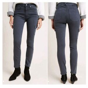 PAIGE Women's Gray Cargo Grunge High Rise Hoxton Ankle Skinny Jeans Size 25
